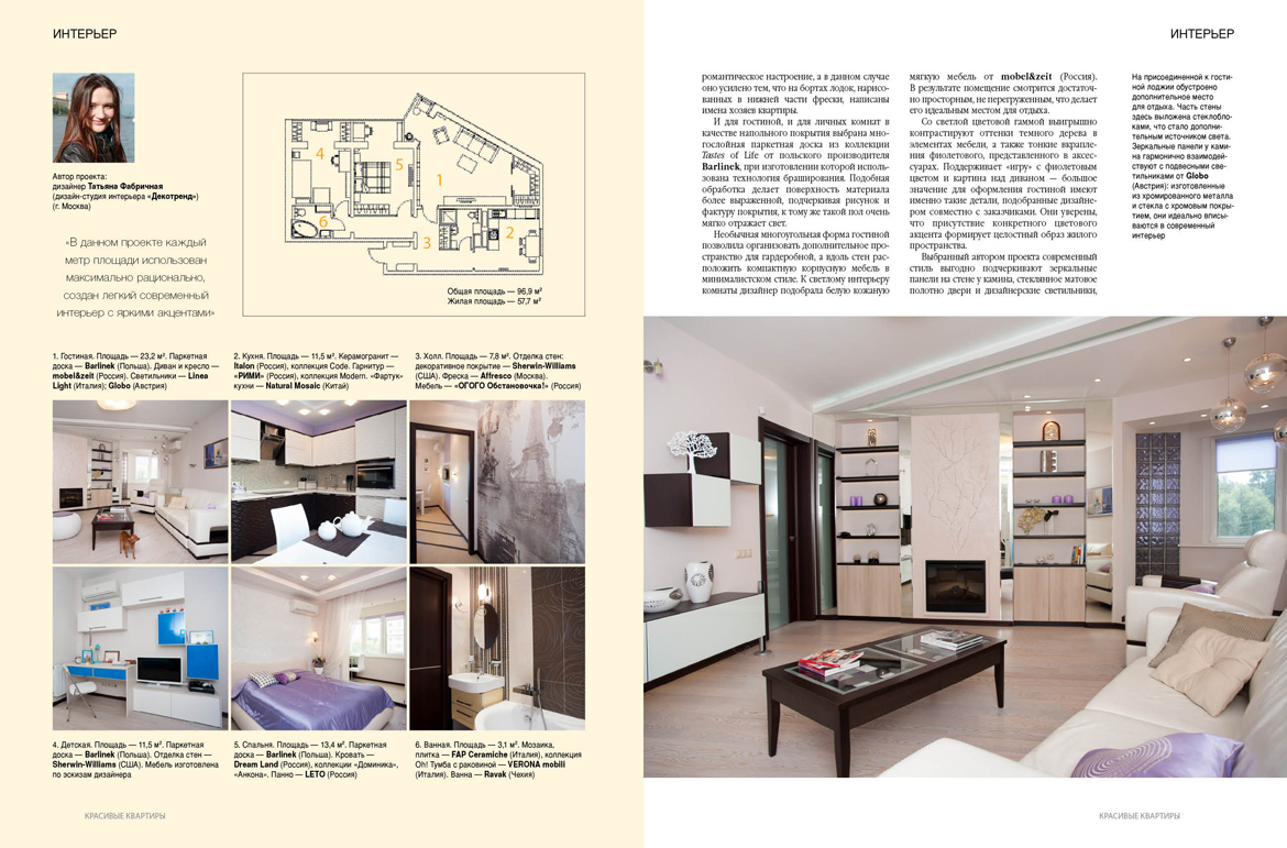 фото дизайнера в публикации в журнале Красивые квартиры